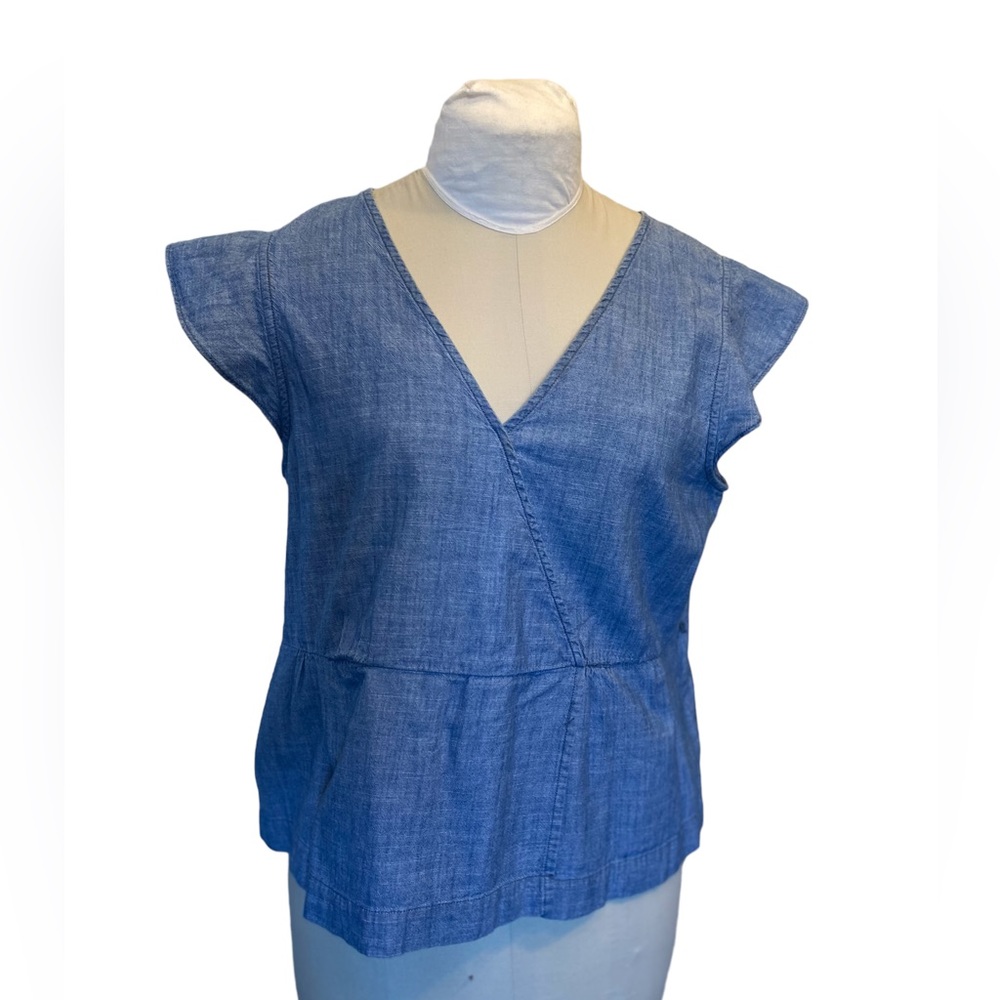 J. Crew summer denim top with cap sleeves